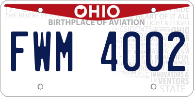 OH license plate FWM4002