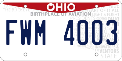 OH license plate FWM4003