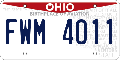 OH license plate FWM4011