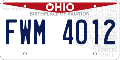 OH license plate FWM4012
