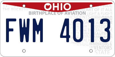 OH license plate FWM4013