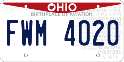 OH license plate FWM4020