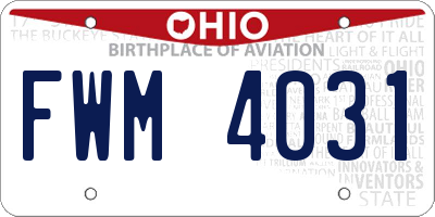 OH license plate FWM4031