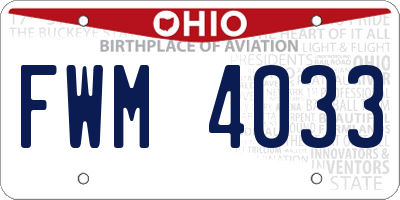 OH license plate FWM4033