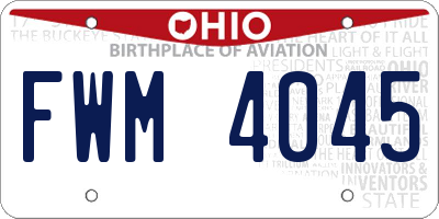 OH license plate FWM4045