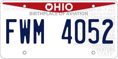 OH license plate FWM4052
