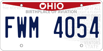 OH license plate FWM4054