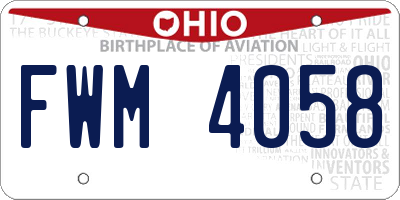 OH license plate FWM4058