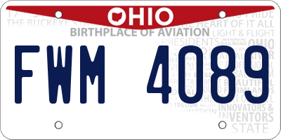 OH license plate FWM4089