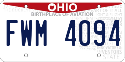 OH license plate FWM4094