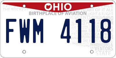 OH license plate FWM4118
