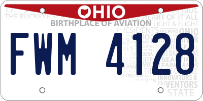 OH license plate FWM4128