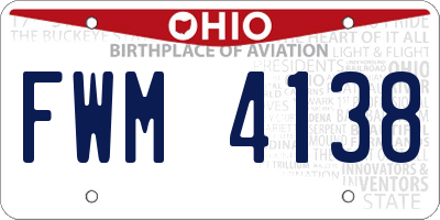 OH license plate FWM4138