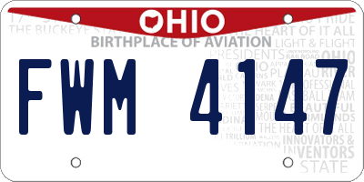 OH license plate FWM4147