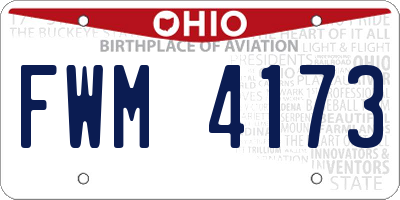 OH license plate FWM4173