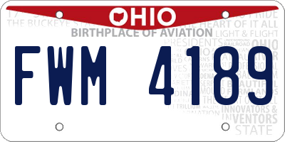 OH license plate FWM4189