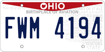 OH license plate FWM4194