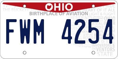 OH license plate FWM4254
