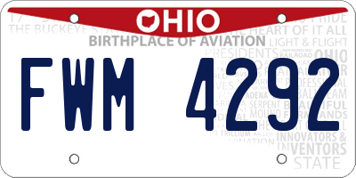 OH license plate FWM4292