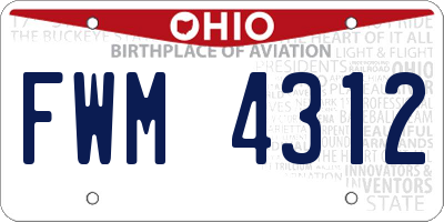 OH license plate FWM4312