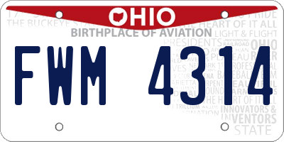 OH license plate FWM4314