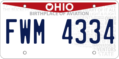 OH license plate FWM4334