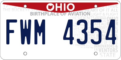OH license plate FWM4354