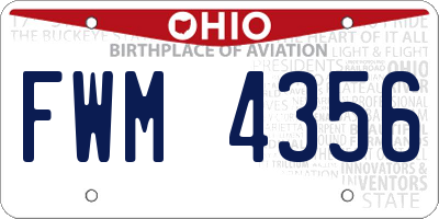 OH license plate FWM4356