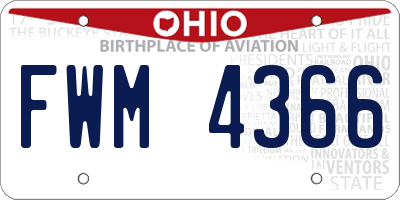 OH license plate FWM4366