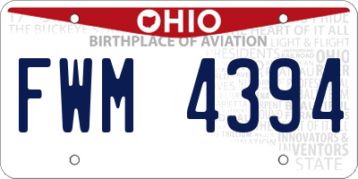 OH license plate FWM4394