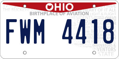OH license plate FWM4418
