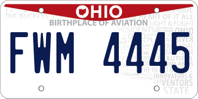 OH license plate FWM4445