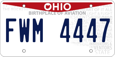 OH license plate FWM4447