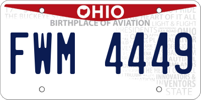 OH license plate FWM4449