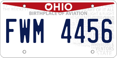 OH license plate FWM4456