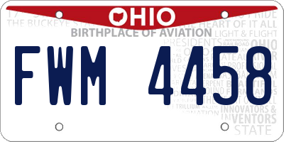 OH license plate FWM4458