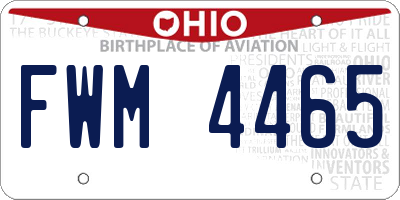 OH license plate FWM4465