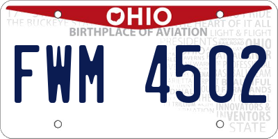 OH license plate FWM4502