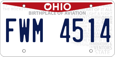 OH license plate FWM4514