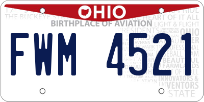 OH license plate FWM4521