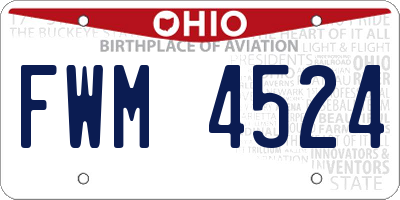 OH license plate FWM4524