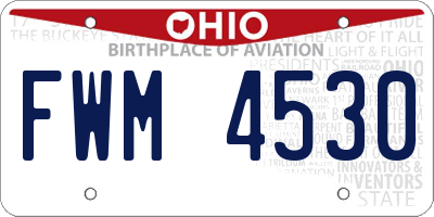 OH license plate FWM4530