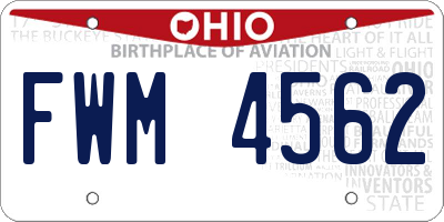 OH license plate FWM4562