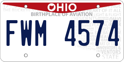 OH license plate FWM4574