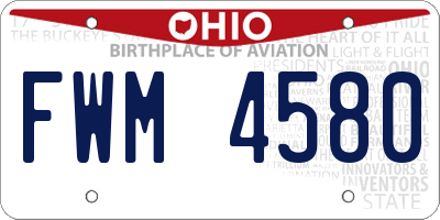 OH license plate FWM4580
