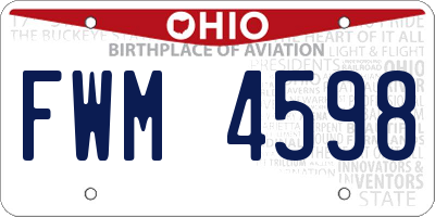 OH license plate FWM4598
