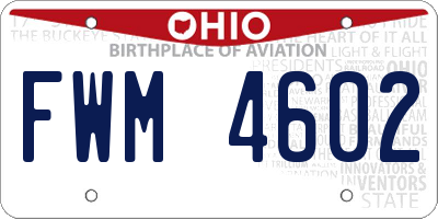 OH license plate FWM4602
