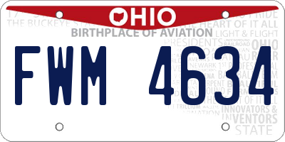 OH license plate FWM4634
