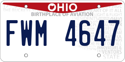 OH license plate FWM4647