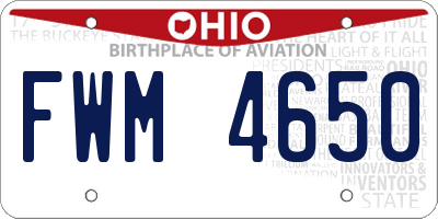 OH license plate FWM4650